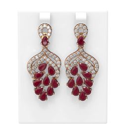 13.02 ctw Ruby & Diamond Earrings 18K Rose Gold
