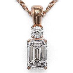 0.6 ctw Emerald Cut Diamond Designer Necklace 18K Rose Gold