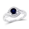 Image 1 : Sterling Silver Round Lab-Created Blue Sapphire Solitaire Diamond Ring 5/8 Cttw