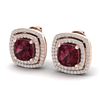 Image 1 : 4.55 ctw Garnet & Micro Pave VS/SI Diamond Earrings 14k Rose Gold