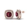 Image 2 : 4.55 ctw Garnet & Micro Pave VS/SI Diamond Earrings 14k Rose Gold