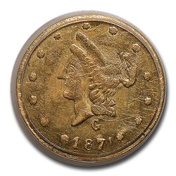 1871 Liberty Round 50 Cent Gold MS-62 PCGS (BG-1027)