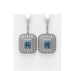 13.89 ctw Aquamarine & Diamond Earrings 18K White Gold