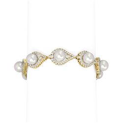 5.61 ctw Diamond & Pearl Bracelet 18K Yellow Gold