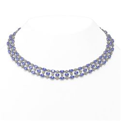 35.93 ctw Tanzanite & Diamond Necklace 10K White Gold