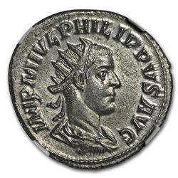 Roman Empire AR Dbl. Denarius Emp. Phillip II (247-49 AD) MS NGC