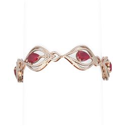22.03 ctw Ruby & Diamond Bracelet 18K Rose Gold