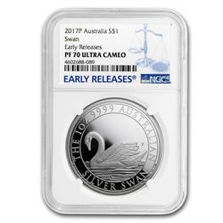 2017 Australia 1 oz Silver Swan PF-70 NGC (ER)