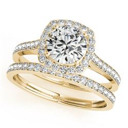 1.12 ctw Certified VS/SI Diamond 2pc Wedding Set Halo 14k Yellow Gold