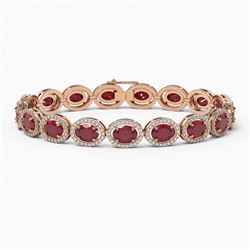 22.89 ctw Ruby & Diamond Micro Pave Halo Bracelet 10k Rose Gold
