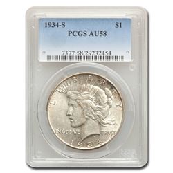 1934-S Peace Dollar AU-58 PCGS