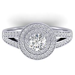 1.15 ctw Certified VS/SI Diamond Art Deco Halo Ring 14k White Gold