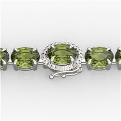 17.25 ctw Green Tourmaline & VS/SI Diamond Micro Bracelet 14k White Gold