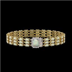 20.23 ctw Opal & Diamond Bracelet 14K Yellow Gold