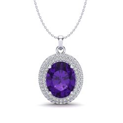 4 ctw Amethyst & Micro Pave VS/SI Diamond Necklace 18k White Gold