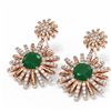 Image 3 : 6.23 ctw Emerald & Diamond Earrings 18K Rose Gold