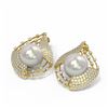 Image 3 : 2.3 ctw Diamond & Pearl Earrings 18K Yellow Gold