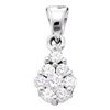 Image 1 : 10kt White Gold Round Diamond Flower Cluster Pendant 1/6 Cttw