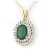 Image 1 : 10.11 ctw Emerald & Diamond Pendant 14k Yellow Gold