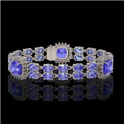 19.6 ctw Tanzanite & Diamond Bracelet 14K White Gold