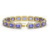 Image 2 : 25.36 ctw Tanzanite & Diamond Micro Pave Halo Bracelet 10k Yellow Gold