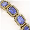 Image 3 : 25.36 ctw Tanzanite & Diamond Micro Pave Halo Bracelet 10k Yellow Gold