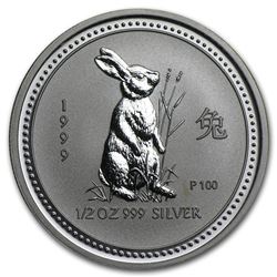 1999 Australia 1/2 oz Silver Year of the Rabbit BU (Series I)