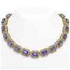 Image 1 : 112.65 ctw Tanzanite & Diamond Victorian Necklace 14K Yellow Gold