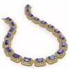 Image 2 : 112.65 ctw Tanzanite & Diamond Victorian Necklace 14K Yellow Gold