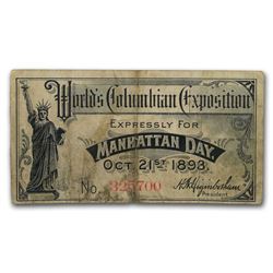 1893 Columbian Expo Ticket (Manhattan Day)