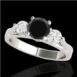 1.50 ctw Certified VS Black Diamond 3 Stone Ring 10k White Gold
