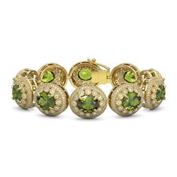 44.22 ctw Tourmaline & Diamond Victorian Bracelet 14K Yellow Gold