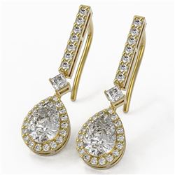2.4 ctw Pear Cut Diamond Designer Earrings 18K Yellow Gold