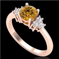 1 ctw Intense Fancy Yellow Diamond Engagment Ring 18k Rose Gold