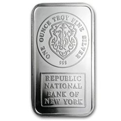 1 oz Silver Bar - Johnson Matthey (Republic National Bank of NY)