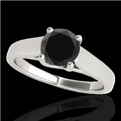 1.5 ctw Certified VS Black Diamond Solitaire Ring 10k White Gold