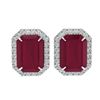 Image 1 : 10.40 ctw Ruby & Micro Pave VS/SI Diamond Earrings 18k White Gold