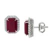Image 2 : 10.40 ctw Ruby & Micro Pave VS/SI Diamond Earrings 18k White Gold