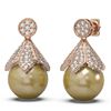 Image 2 : 1.56 ctw Diamond & Pearl Earrings 18K Rose Gold