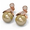 Image 3 : 1.56 ctw Diamond & Pearl Earrings 18K Rose Gold