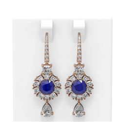 9.31 ctw Sapphire & Diamond Earrings 18K Rose Gold