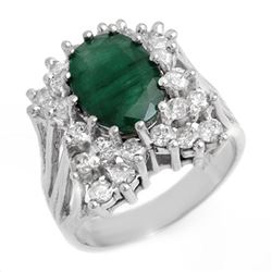 4.75 ctw Emerald & Diamond Ring 18k White Gold