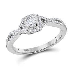 10kt White Gold Round Diamond Solitaire Twist Bridal Wedding Engagement Ring 1/3 Cttw