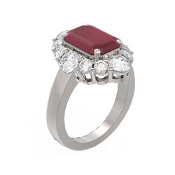 8.54 ctw Ruby & Diamond Ring 18K White Gold