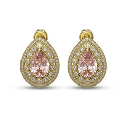 7.94 ctw Morganite & Diamond Victorian Earrings 14K Yellow Gold