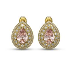 7.94 ctw Morganite & Diamond Victorian Earrings 14K Yellow Gold