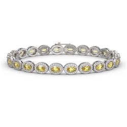 10.07 ctw Fancy Citrine & Diamond Micro Pave Halo Bracelet 10k White Gold