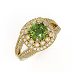 2.39 ctw Certified Tourmaline & Diamond Victorian Ring 14K Yellow Gold