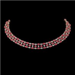 37.97 ctw Tourmaline & Diamond Necklace 10K Rose Gold