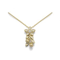 1.52 ctw Diamond & Pearl Necklace 18K Yellow Gold